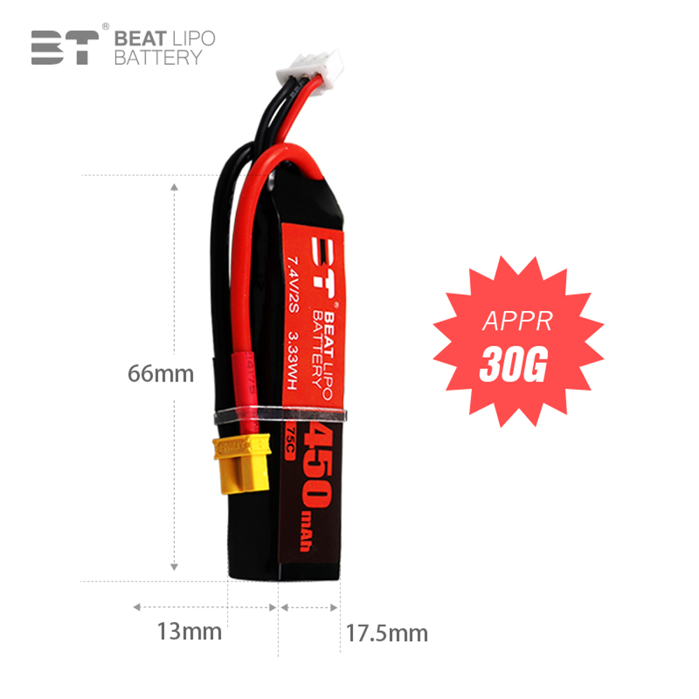 BEAT 2S 7.4V 450mAh 75C LiPo B - đánh giá và giá Drone Carrera Rc