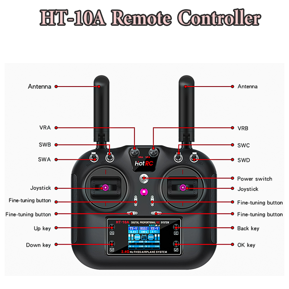 Hotrc HT-10A 2.4G 10CH Transmi - đánh giá và giá Drone Helicopter Rc
