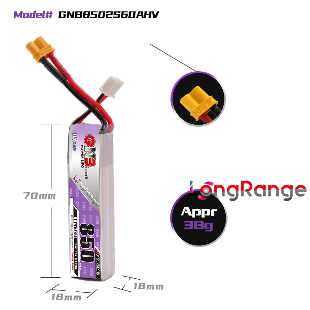 GAONENG GNB LiPo Battery 850mA - đánh giá và giá Drone Carrera Rc