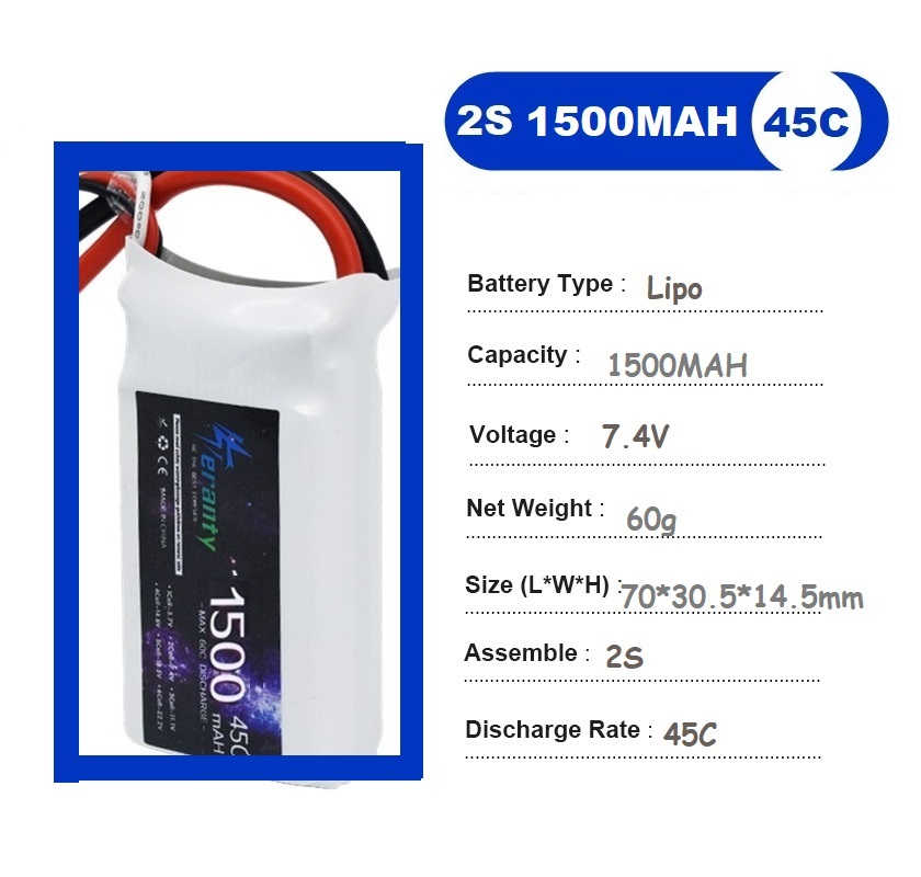 2PCS 7.4V Lipo 2S Battery 1500 - đánh giá và giá Drone Carrera Rc