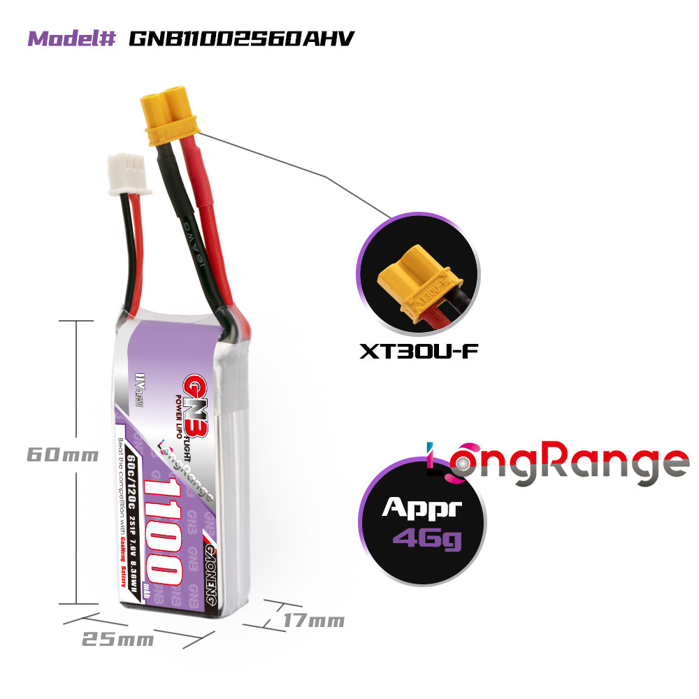 GNB 1100mAh 2S 3S 4S 6S 60C/12 - đánh giá và giá Drone Carrera Rc