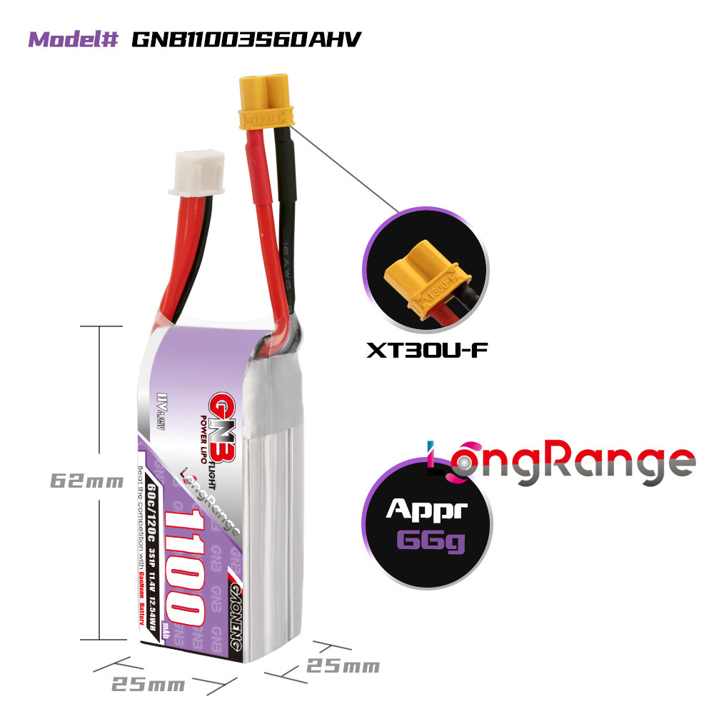 GNB 1100mAh 2S 3S 4S 6S 60C/12 - đánh giá và giá Drone Carrera Rc