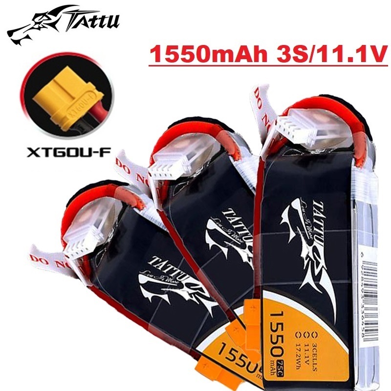 TATTU 3S 11.1V 1550mAh 75C LiP - đánh giá và giá Drone Carrera Rc